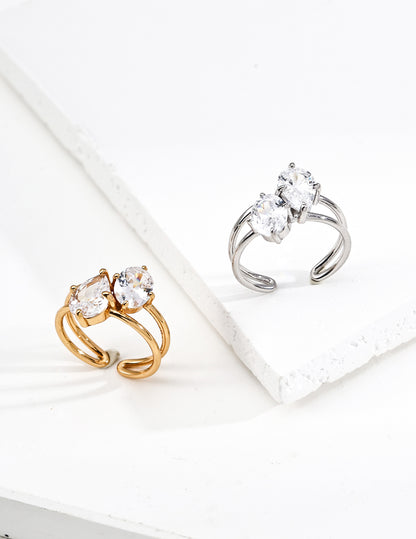 Minimalist Cubic Zirconia Ring, S925 silver CZ ring, minimalist gemstone ring, vintage gold platinum ring, elegant statement ring, cubic zirconia jewelry