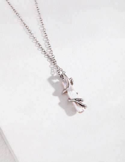Natural Long Baroque Pearls Necklace, S925 silver baroque pearls, long pearl necklace, vintage gold platinum pendant, artisan pearl jewelry, statement pearl necklace, elegant baroque jewelry