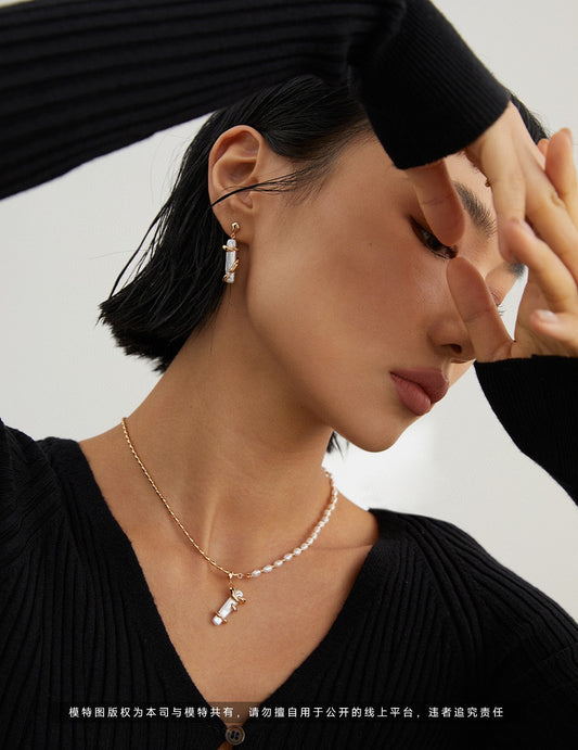 S925 Silver Natural Pearl Necklace Vintage Gold Platinum
