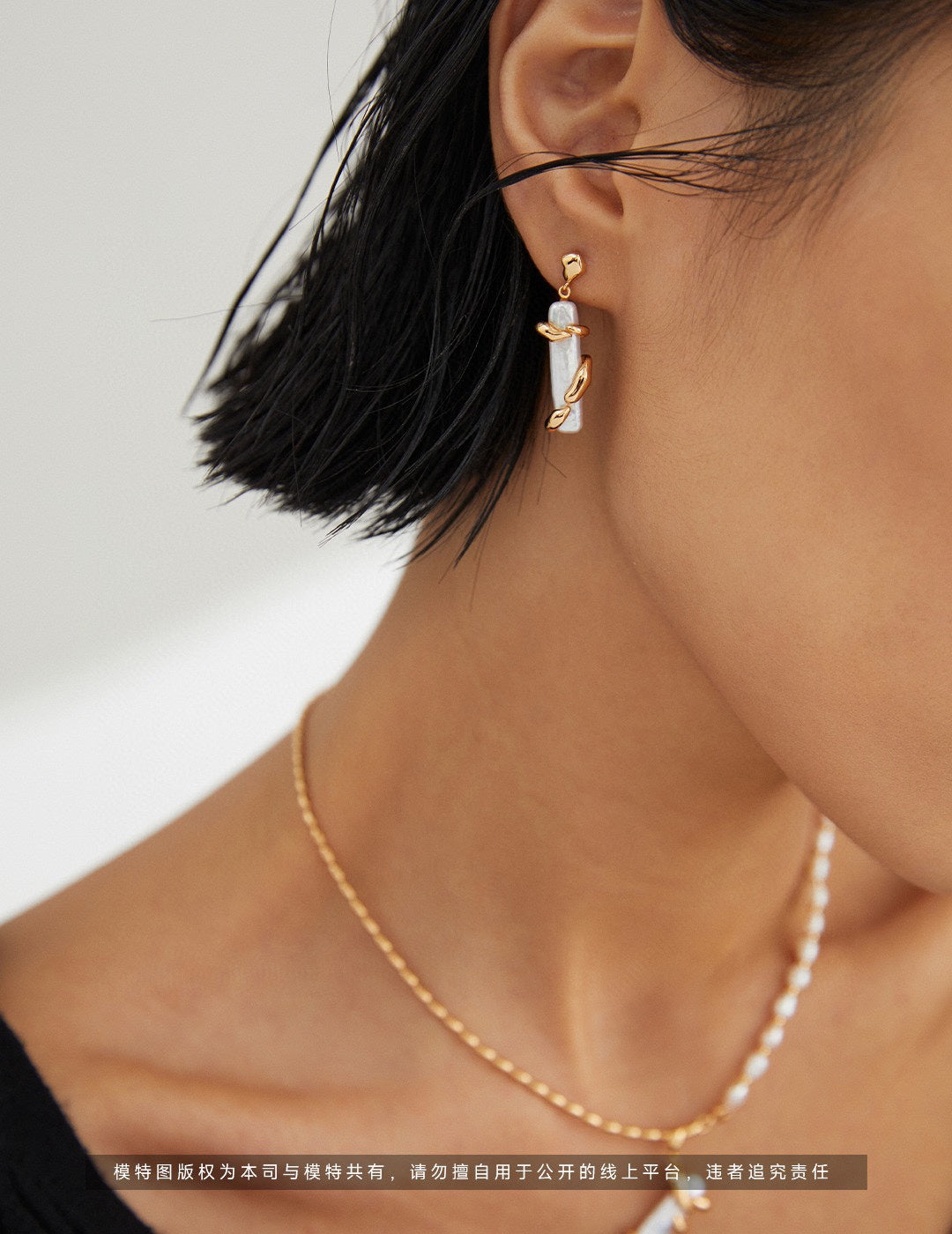 S925 silver natural baroque pearl earrings