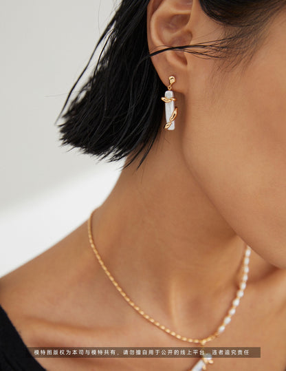 S925 silver natural baroque pearl earrings