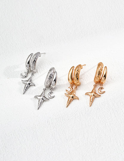 vintage cross earrings, S925 silver cross earrings, adjustable classic design earrings, gold and platinum finish earrings, timeless religious jewelry, retro style earrings