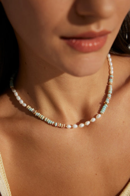  Blue ShouShan Gemstone Necklace, S925 silver pearl necklace, blue ShouShan stone jewelry, vintage gold pearl necklace, adjustable chain necklace, elegant gemstone necklace
