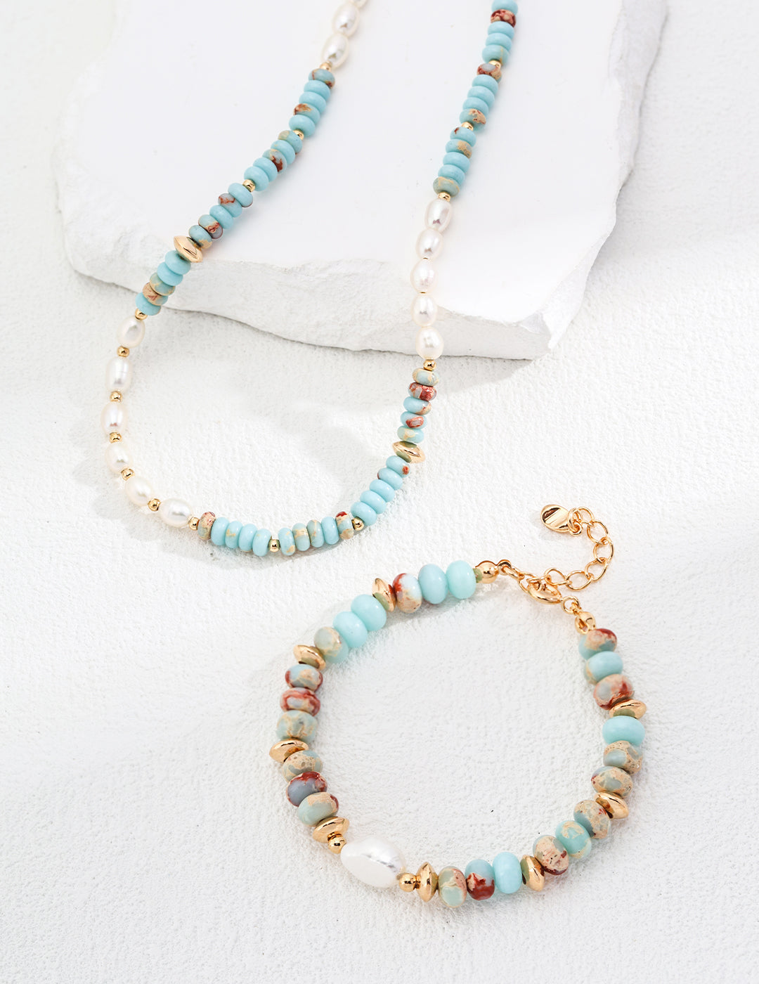  Blue ShouShan Gemstone Necklace, S925 silver pearl necklace, blue ShouShan stone jewelry, vintage gold pearl necklace, adjustable chain necklace, elegant gemstone necklace