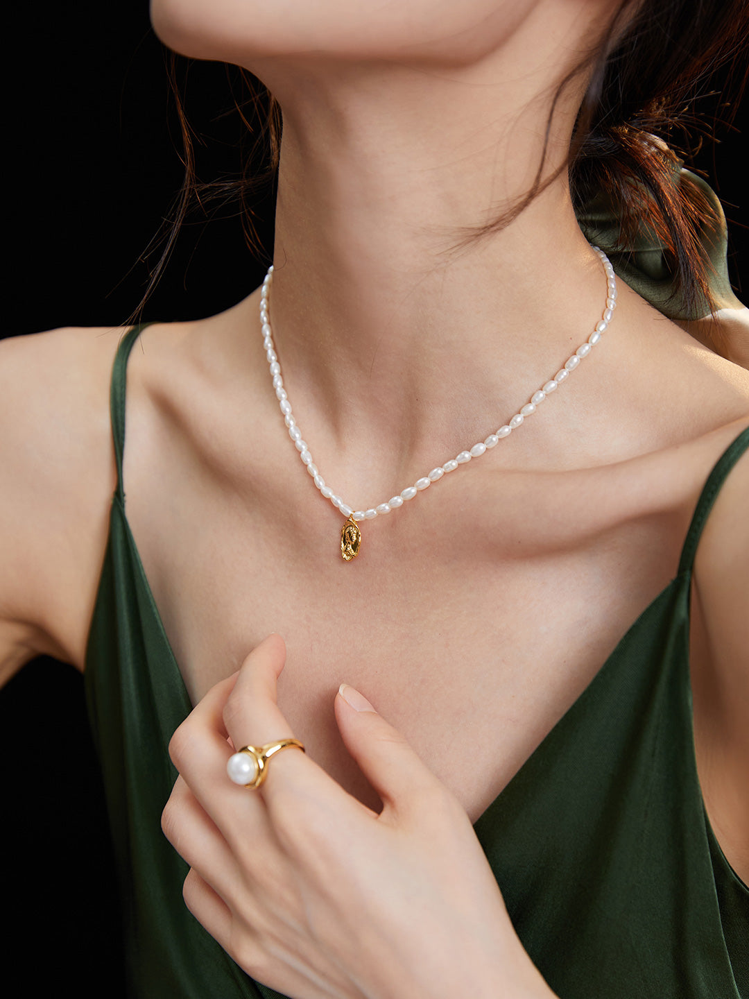 rice pearl choker necklace, S925 silver pearl choker, S925 silver pearl choker, vintage gold pearl necklace, adjustable choker necklace, elegant rice pearl jewelry