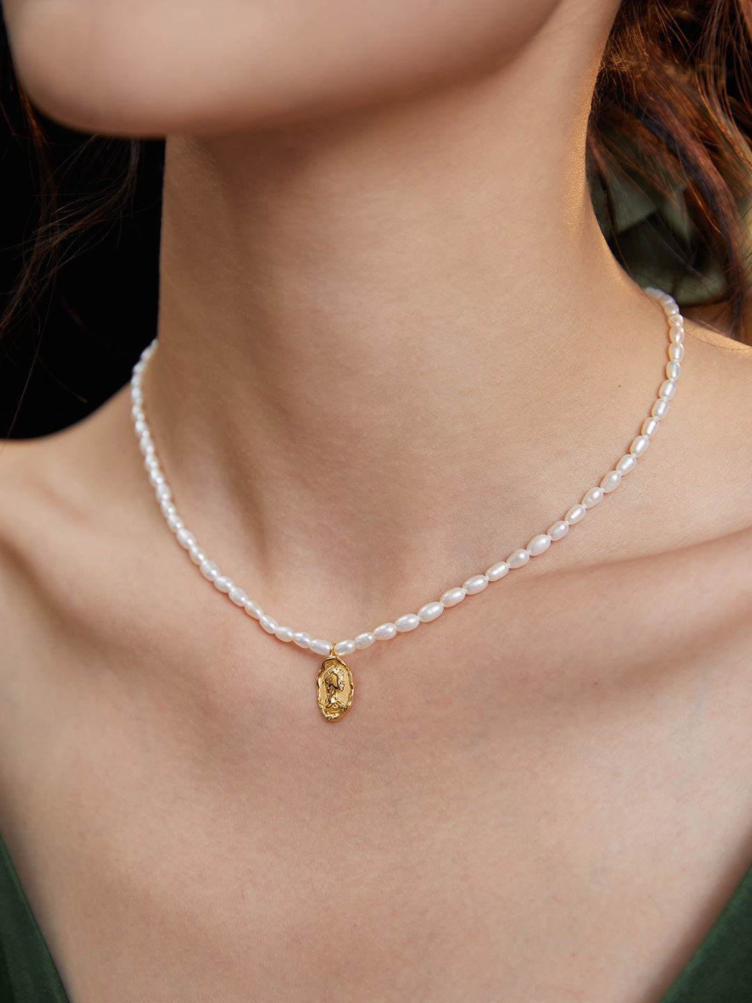 rice pearl choker necklace, S925 silver pearl choker, S925 silver pearl choker, vintage gold pearl necklace, adjustable choker necklace, elegant rice pearl jewelry