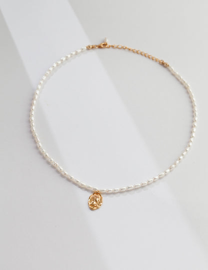 rice pearl choker necklace, S925 silver pearl choker, S925 silver pearl choker, vintage gold pearl necklace, adjustable choker necklace, elegant rice pearl jewelry