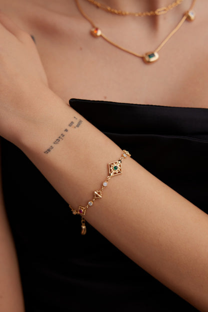 Vintage Filigree Zircon Bracelet, S925 silver bracelet, antique gold bracelet, adjustable bracelet, filigree bracelet, zircon stone bracelet