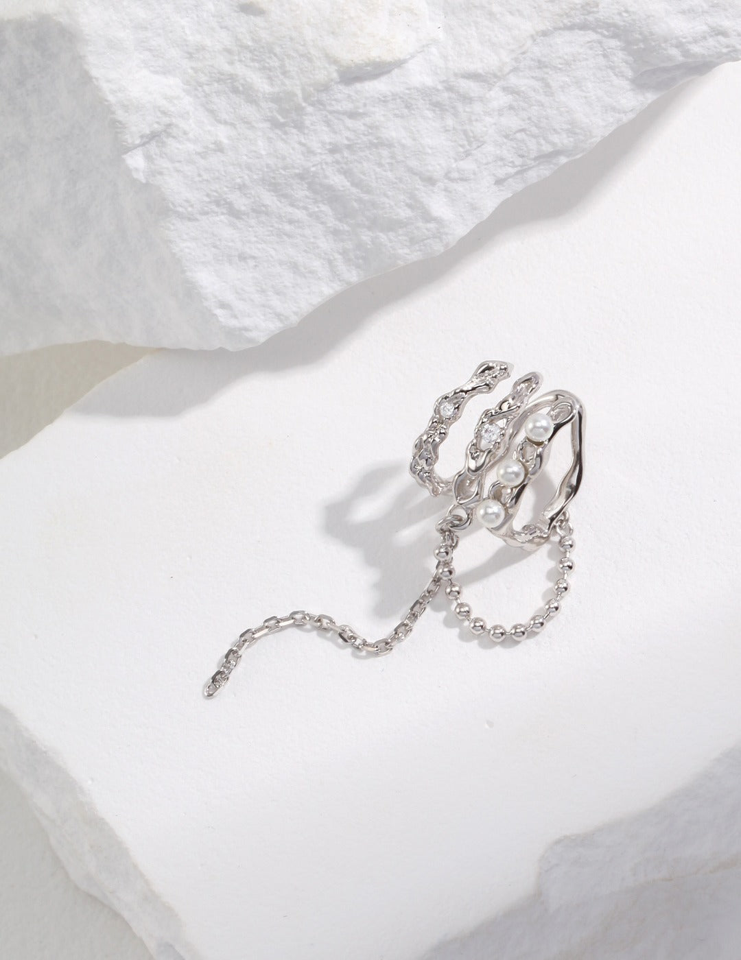 Tassel Pearl Clip-On Earring, pearl clip on earring, single pearl earring, no piercing earrings, S925 sterling silver earring, tassel pearl jewelry