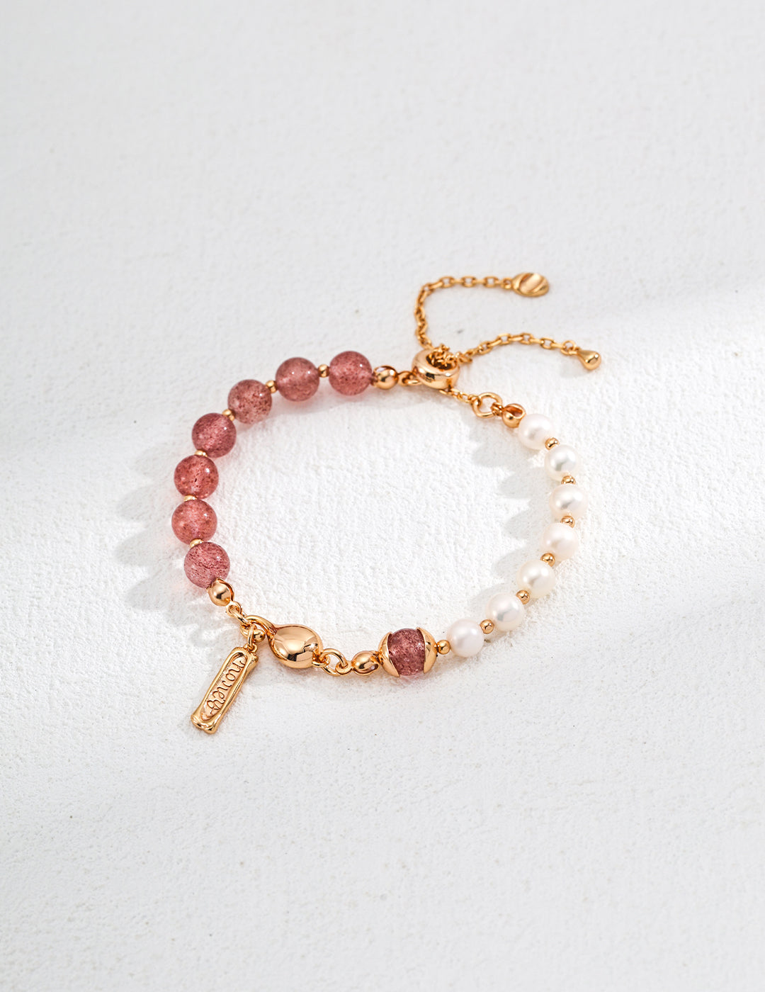 Natural Pearl & Strawberry Quartz Bracelet, natural pearl bracelet, moss agate bracelet, strawberry quartz jewelry, S925 sterling silver bracelet, vintage garden design bracelet