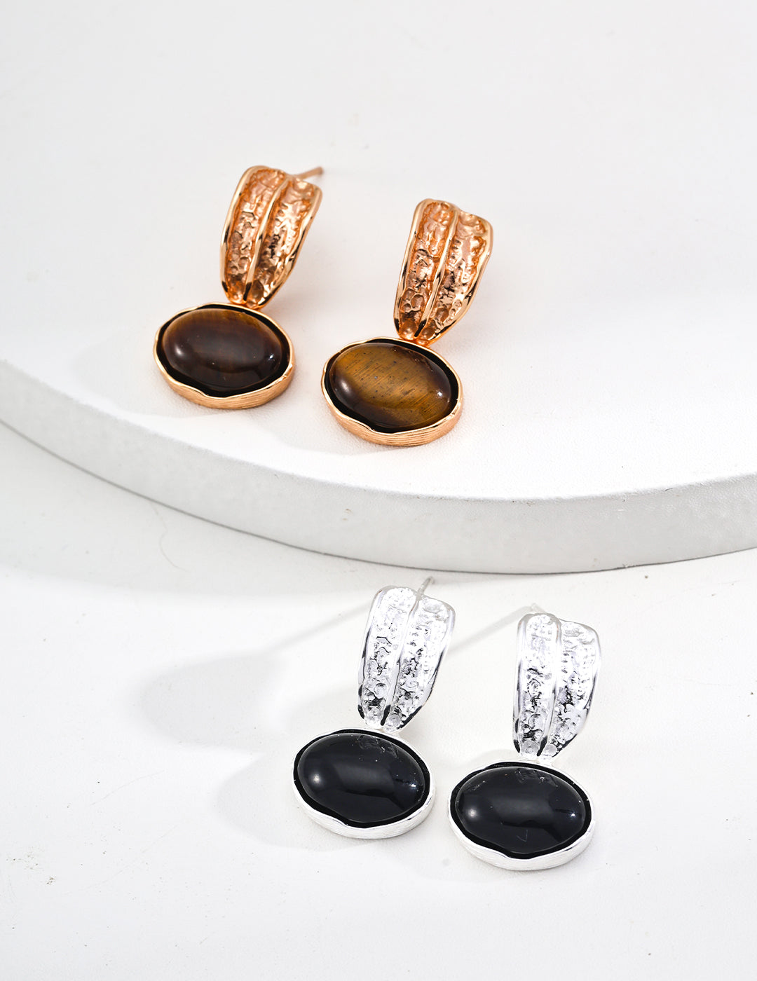 Tiger’s Eye & Black Onyx Earrings, Tiger’s Eye & Black Onyx Earrings, Tiger's Eye & Black Onyx Earrings, S925 tiger's eye earrings, black onyx gemstone earrings, vintage textured earrings, sterling silver gemstone jewelry, bold gemstone earrings, elegant everyday earrings