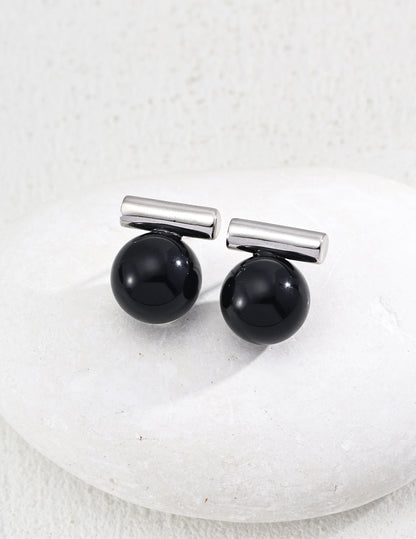 Tiger’s Eye & Black Onyx minimalist Earrings, S925 tiger’s eye earrings, black onyx minimalist earrings, sterling silver gemstone earrings, vintage inspired jewelry, bold gemstone earrings