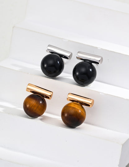 Tiger’s Eye & Black Onyx minimalist Earrings, S925 tiger’s eye earrings, black onyx minimalist earrings, sterling silver gemstone earrings, vintage inspired jewelry, bold gemstone earrings
