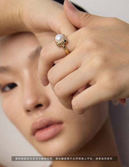 Minimalist Natural Pearl Ring, S925 silver pearl ring, natural pearl jewelry, adjustable ring, minimalist ring design, everyday elegant ring