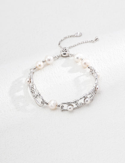 Vintage Natural Pearl Bracelet, natural pearl bracelet, Chinese plum blossom bracelet, S925 sterling silver bracelet, vintage pearl jewelry, oriental design bracelet