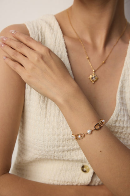 Vintage Natural Pearl Bracelet, natural pearl bracelet, Chinese plum blossom bracelet, S925 sterling silver bracelet, vintage pearl jewelry, oriental design bracelet
