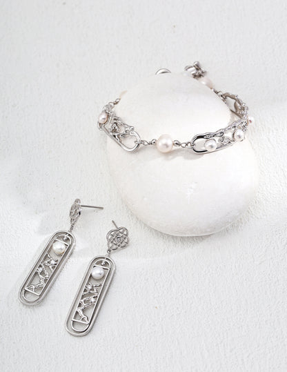 Vintage Natural Pearl Bracelet, natural pearl bracelet, Chinese plum blossom bracelet, S925 sterling silver bracelet, vintage pearl jewelry, oriental design bracelet