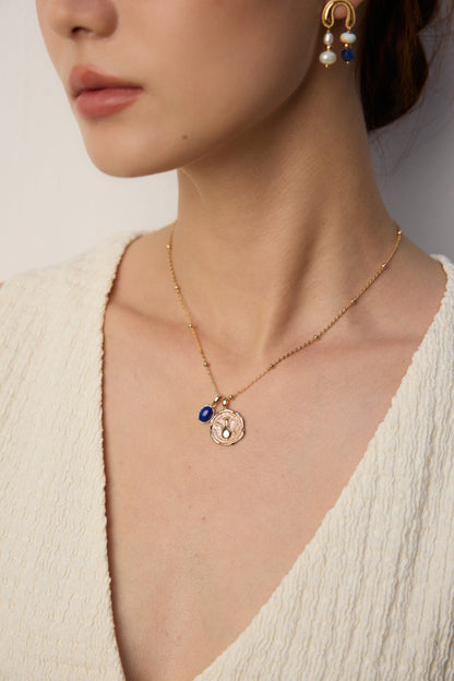 lapis lazuli pendant necklace, S925 silver lapis lazuli necklace, vintage gold lapis jewelry, gemstone pendant necklace, artistic gemstone necklace, elegant blue gemstone jewelry