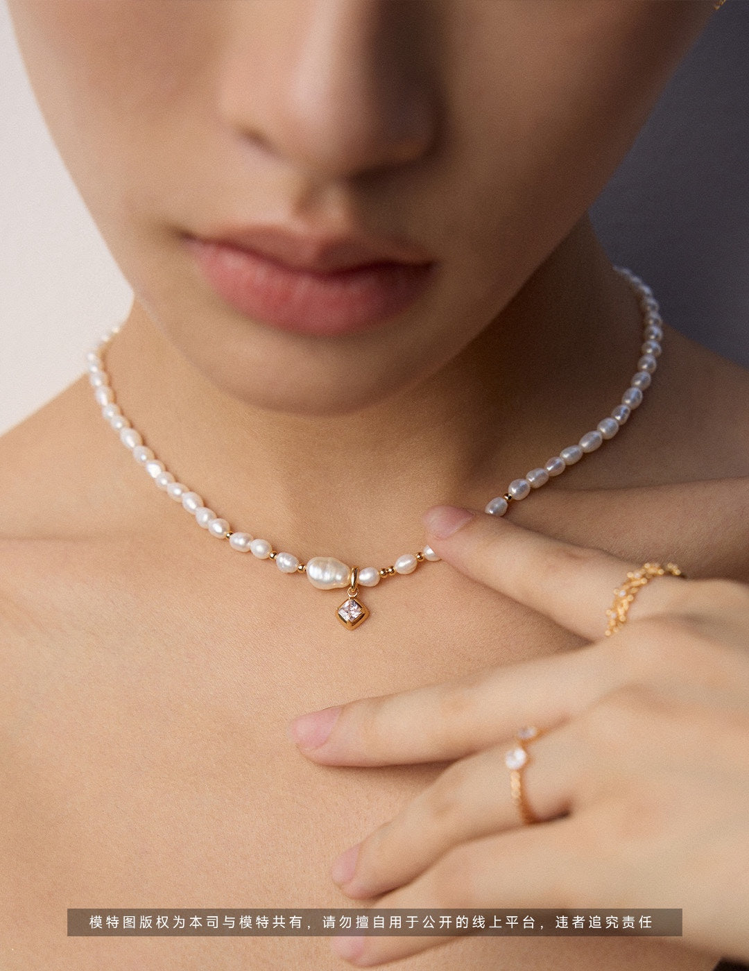 Natural Pearl & Zircon Pendant Necklace, natural pearl pendant necklace, zircon pendant necklace, S925 sterling silver necklace, adjustable length necklace, minimalist pearl jewelry