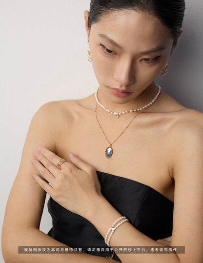 Natural Pearl & Zircon Pendant Necklace, natural pearl pendant necklace, zircon pendant necklace, S925 sterling silver necklace, adjustable length necklace, minimalist pearl jewelry