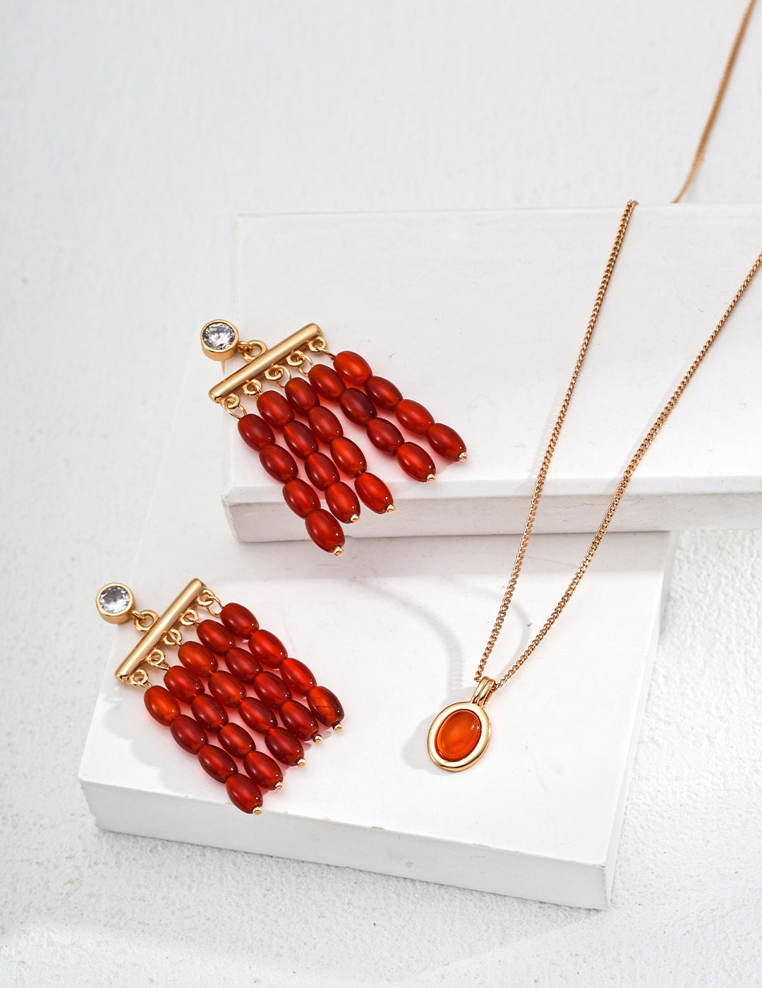 Red Agate Beaded Earrings, red agate earrings, beaded gemstone earrings, S925 sterling silver earrings, natural red agate jewelry, minimalist beaded earrings