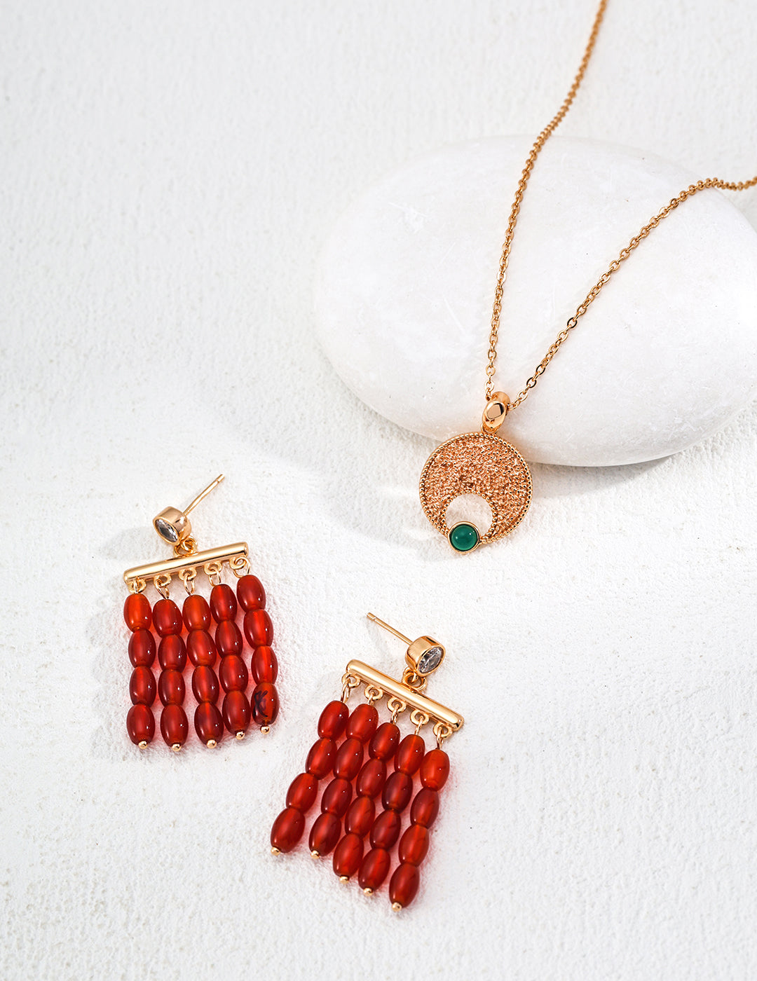 Red Agate Beaded Earrings, red agate earrings, beaded gemstone earrings, S925 sterling silver earrings, natural red agate jewelry, minimalist beaded earrings