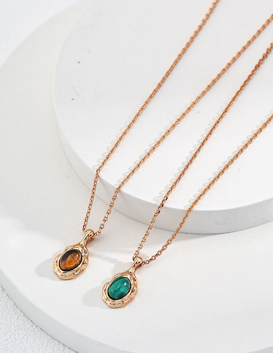 Tiger’s Eye & Malachite Necklace, Tiger's Eye & Malachite Necklace, Tiger's Eye necklace, Malachite stone necklace, sterling silver gemstone necklace, natural stone necklace for women, nature inspired jewelry