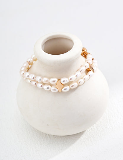 double layer pearl bracelet, double layer pearl bracelet,S925 pearl bracelet, natural pearl jewelry, French inspired bracelet, vintage pearl jewelry, sterling silver pearl bracelet, elegant layered bracelet