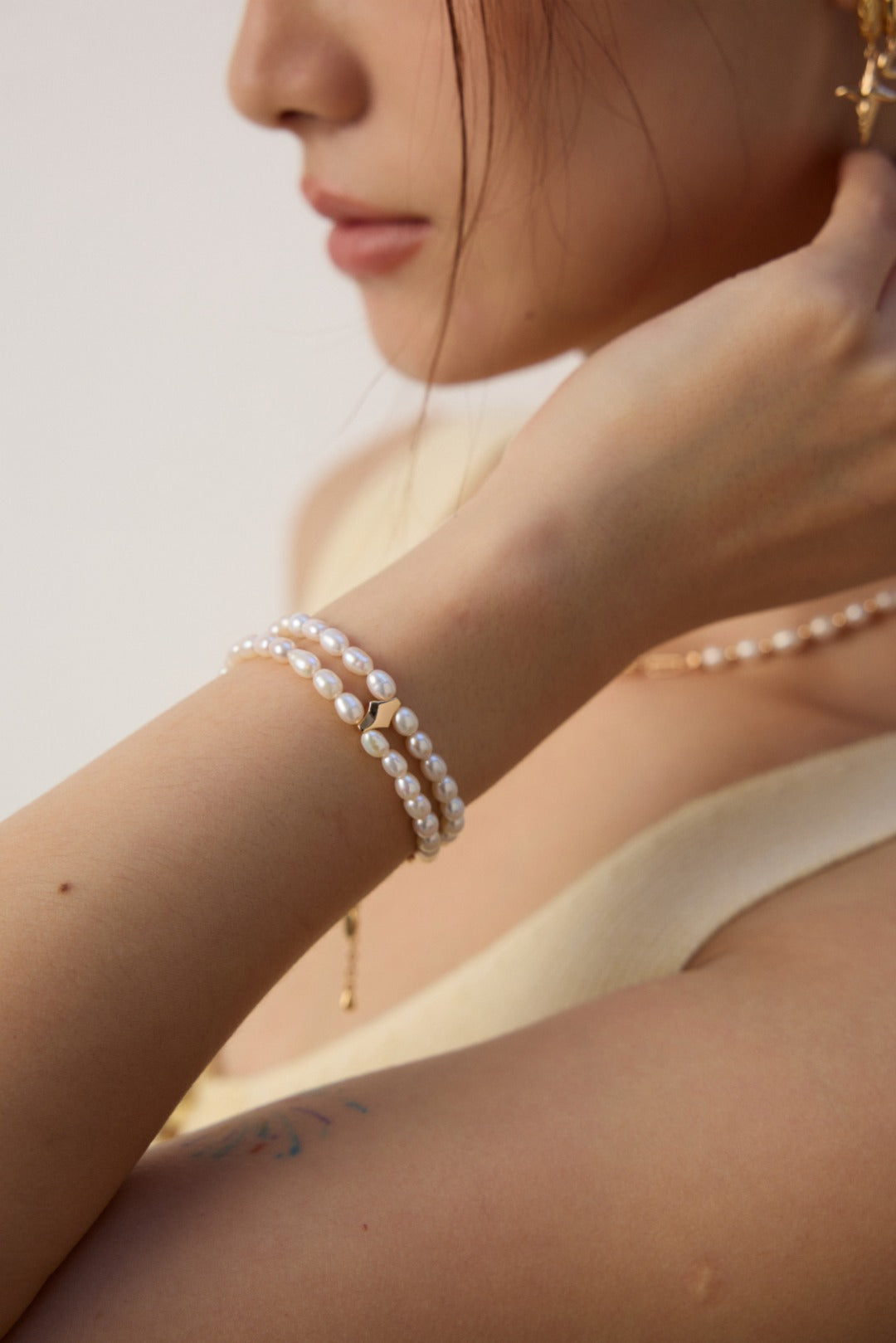 double layer pearl bracelet, double layer pearl bracelet,S925 pearl bracelet, natural pearl jewelry, French inspired bracelet, vintage pearl jewelry, sterling silver pearl bracelet, elegant layered bracelet
