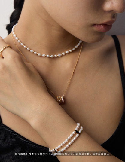 double layer pearl bracelet, double layer pearl bracelet,S925 pearl bracelet, natural pearl jewelry, French inspired bracelet, vintage pearl jewelry, sterling silver pearl bracelet, elegant layered bracelet