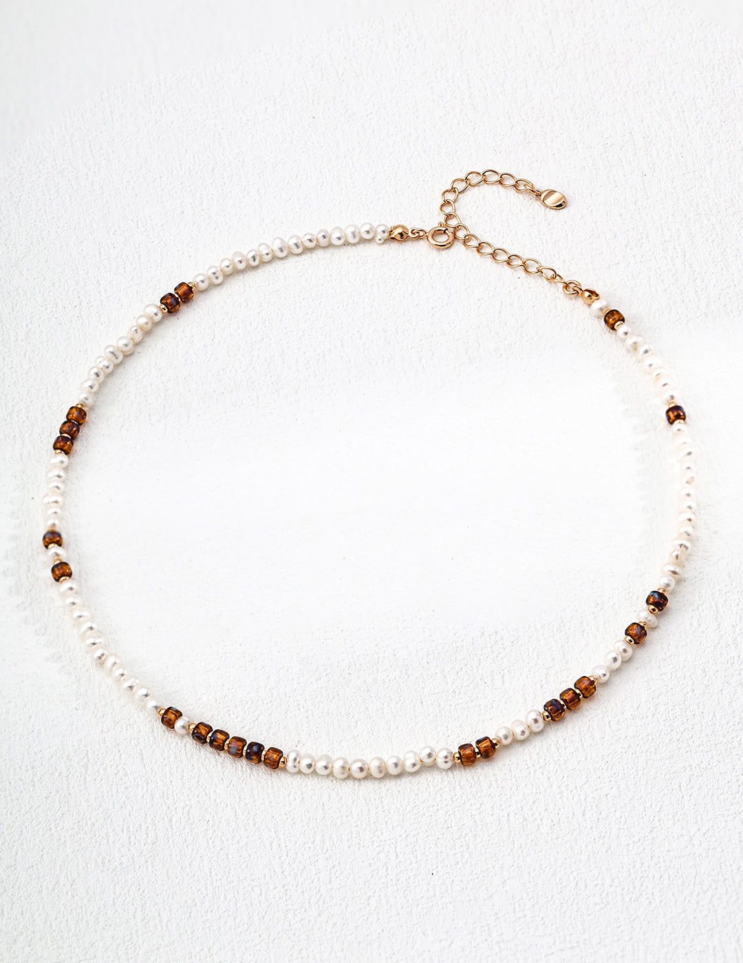 Natural Pearl & Czech Glass Bead Necklace, natural pearl necklace, Czech glass bead necklace, S925 sterling silver necklace, vintage gold bead necklace, minimalist pearl jewelry