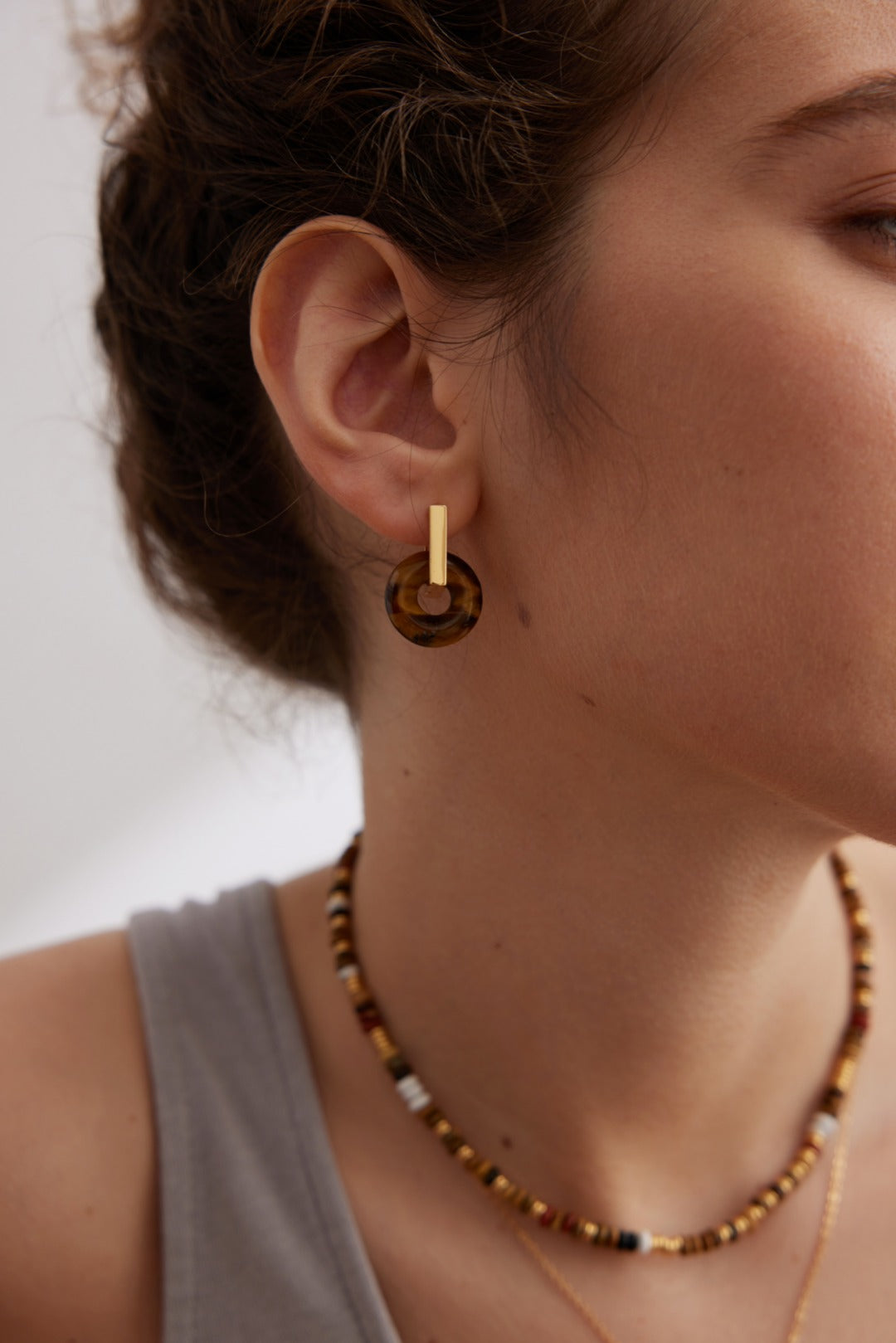 Vintage Tiger’s Eye Earrings ,  Vintage Tiger's Eye Earrings, tiger's eye gemstone earrings, natural brown gemstone earrings, S925 sterling silver earrings, 18K gold silver earrings, vintage gemstone jewelry