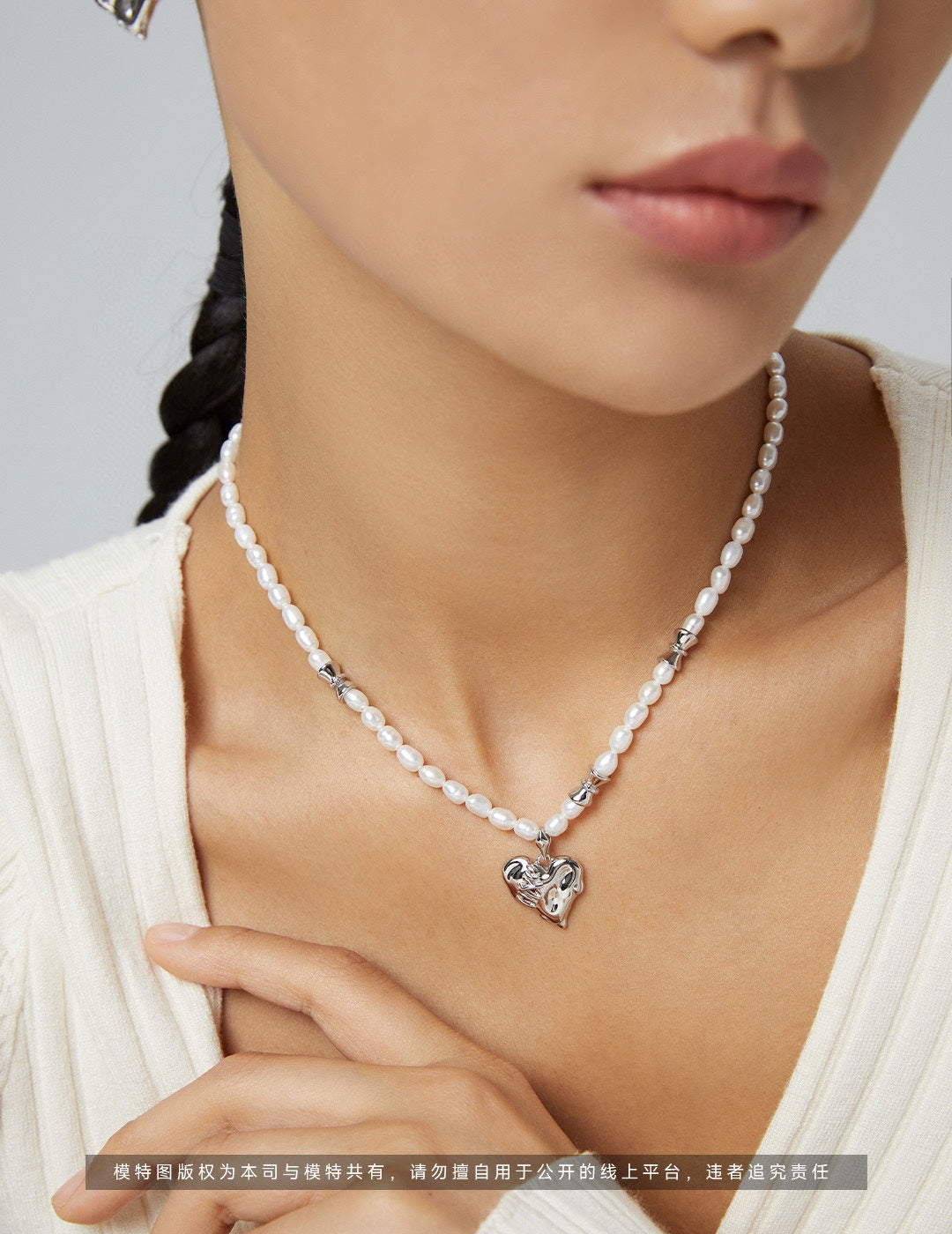 18K Gold Heart Pearl Necklace, S925 Silver Heart Pearl Necklace, heart pearl necklace, sterling silver heart necklace, pearl necklace for women, romantic jewelry gift, vintage style necklace