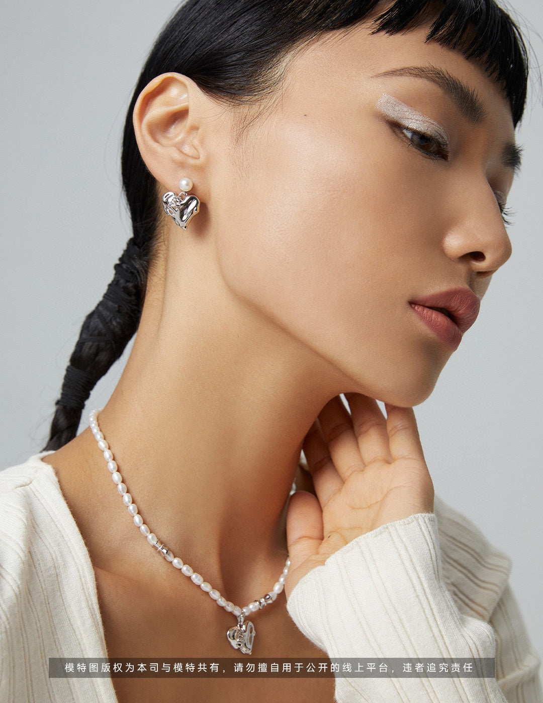 18K Gold Heart Pearl Necklace, S925 Silver Heart Pearl Necklace, heart pearl necklace, sterling silver heart necklace, pearl necklace for women, romantic jewelry gift, vintage style necklace
