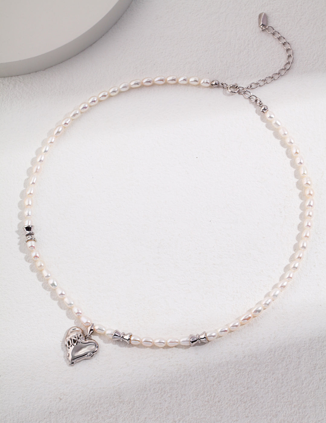 18K Gold Heart Pearl Necklace, S925 Silver Heart Pearl Necklace, heart pearl necklace, sterling silver heart necklace, pearl necklace for women, romantic jewelry gift, vintage style necklace