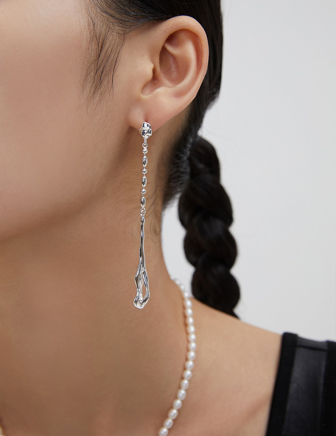 baroque pearl earrings, S925 silver pearl earrings, baroque pearl jewelry, flowing elegance earrings, asymmetric AB design earrings, artisan silver earrings