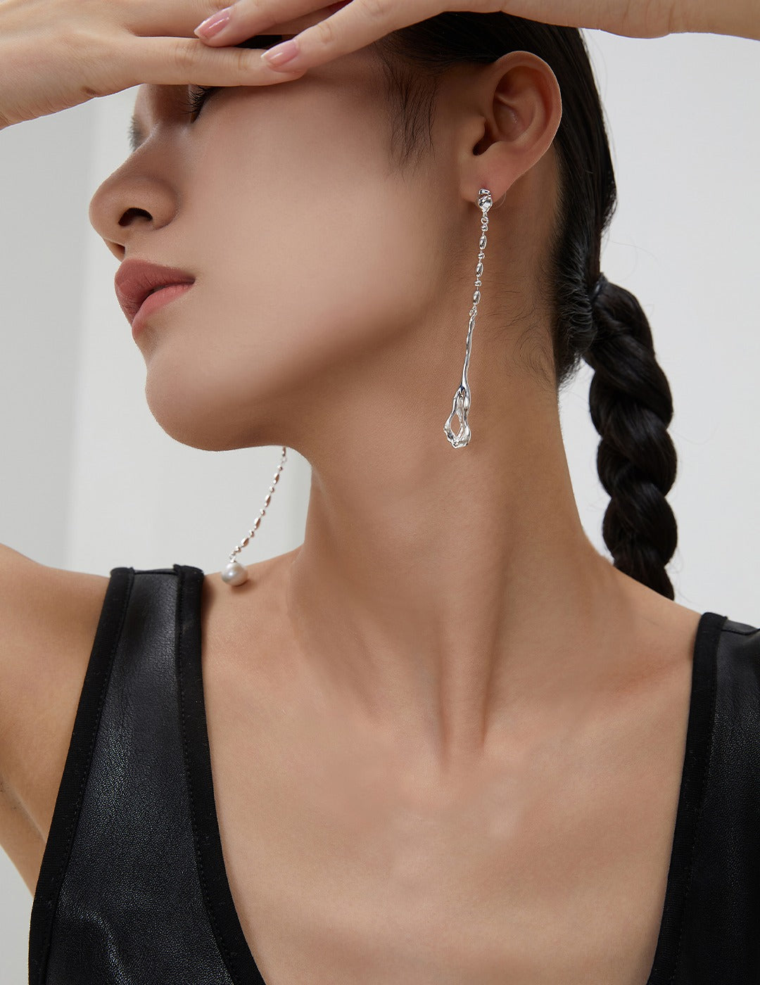 baroque pearl earrings, S925 silver pearl earrings, baroque pearl jewelry, flowing elegance earrings, asymmetric AB design earrings, artisan silver earrings