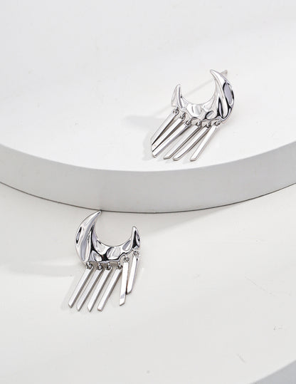 french tassel earrings, S925 silver tassel earrings, vintage minimalist earrings, sterling silver jewelry, elegant tassel earrings, artistic French earrings