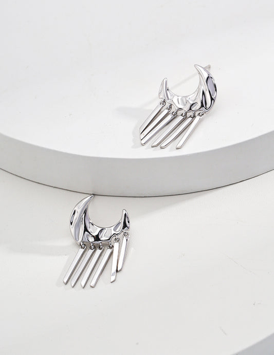 french tassel earrings, S925 silver tassel earrings, vintage minimalist earrings, sterling silver jewelry, elegant tassel earrings, artistic French earrings