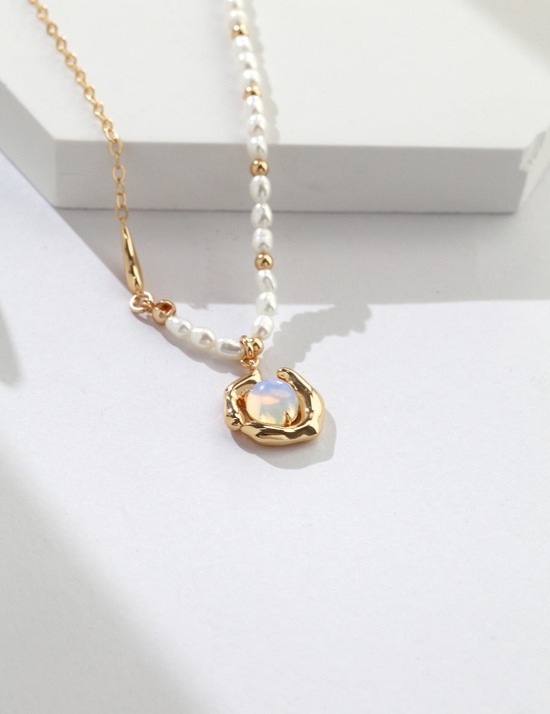 Natural Opal & Pearl Necklace, opal pearl necklace, sterling silver opal necklace, handcrafted silver necklace, artistic jewelry for women, nature inspired jewelry
