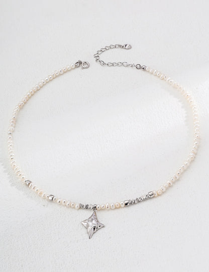 Zircon Pendant Pearl Necklace, pearl pendant necklace, sterling silver pearl necklace, zircon pearl necklace, elegant necklace for women, timeless jewelry gift