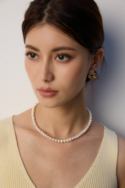 Minimalist Classic Pearl Necklace, S925 silver pearl necklace, minimalist pearl necklace, classic pearl necklace for women, everyday pearl jewelry, timeless pearl necklace