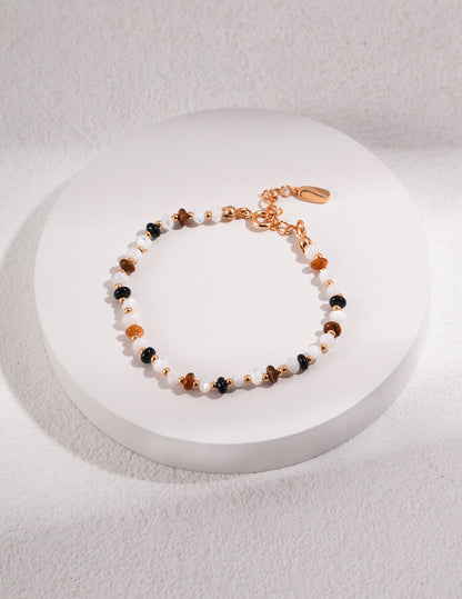 tiger’s eye & black onyx bracelet, S925 silver gemstone bracelet, tiger’s eye bracelet, black onyx jewelry, vintage gemstone bracelet, bold gemstone bracelet, tiger’s eye black onyx bracelet