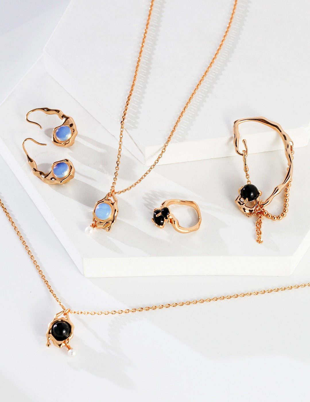 Agate & Opal Necklace, Agate Opal Pearl Necklace, pearl gemstone necklace, sterling silver pearl necklace, fluid oval pendant necklace, natural pearl jewelry, artistic silver necklace
