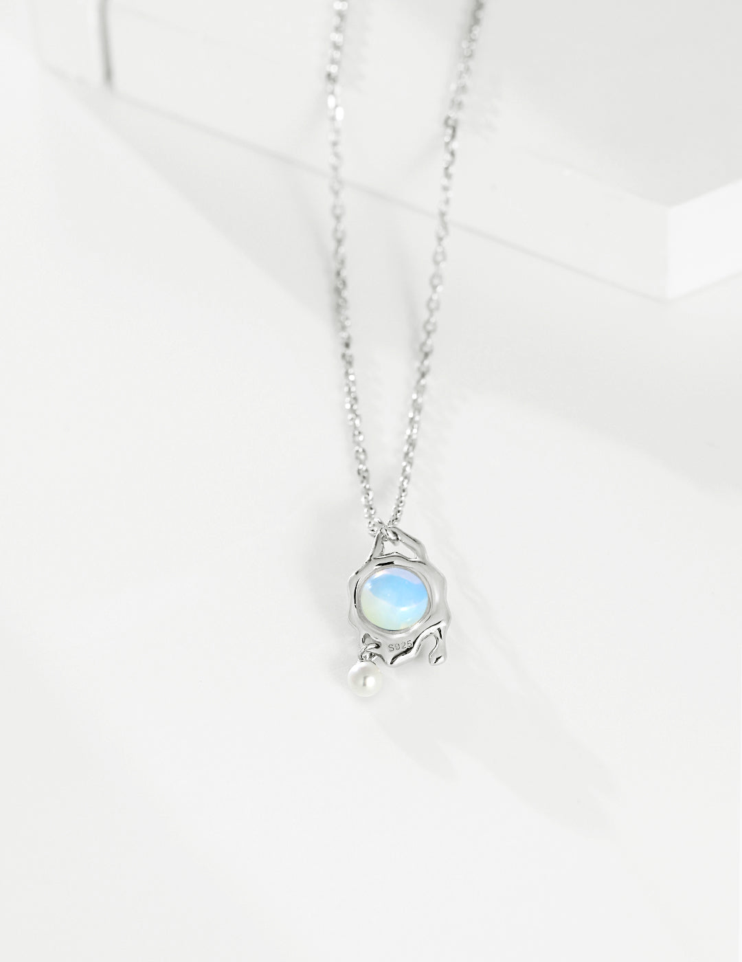Agate & Opal Necklace, Agate Opal Pearl Necklace, pearl gemstone necklace, sterling silver pearl necklace, fluid oval pendant necklace, natural pearl jewelry, artistic silver necklace