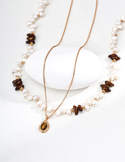 Natural Pearl & Czech Glass Bead Necklace, S925 silver necklace, pearl and Czech glass necklace, artistic vintage necklace, natural pearl jewelry, glass beads jewelry, elegant statement necklace