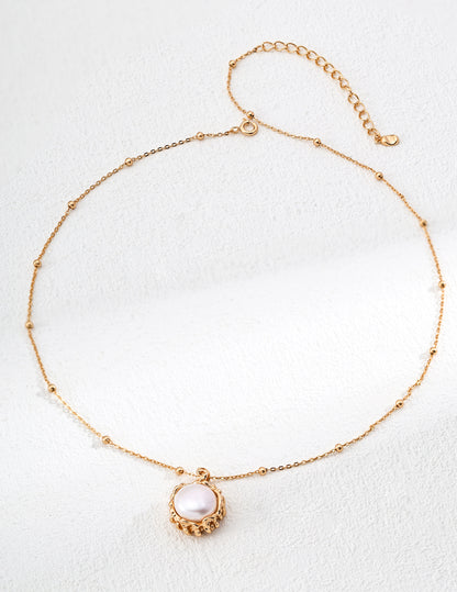 18K gold silver necklace, Natural Pearl Pendant, S925 pearl pendant necklace, 18K gold pearl necklace, minimalist pearl jewelry, pearl pendant necklace, S925 silver pearl jewelry, minimalist pearl necklace, elegant everyday necklace