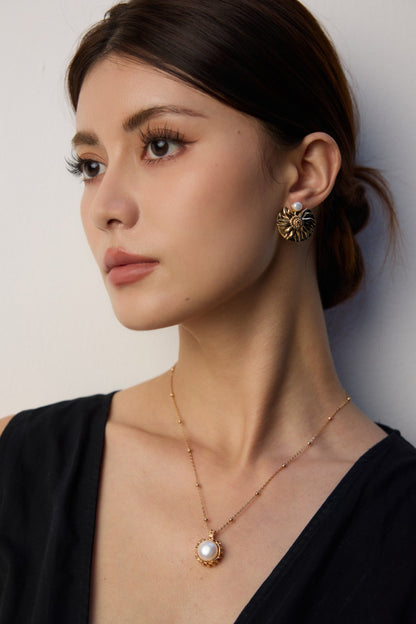 18K gold silver necklace, Natural Pearl Pendant, S925 pearl pendant necklace, 18K gold pearl necklace, minimalist pearl jewelry, pearl pendant necklace, S925 silver pearl jewelry, minimalist pearl necklace, elegant everyday necklace