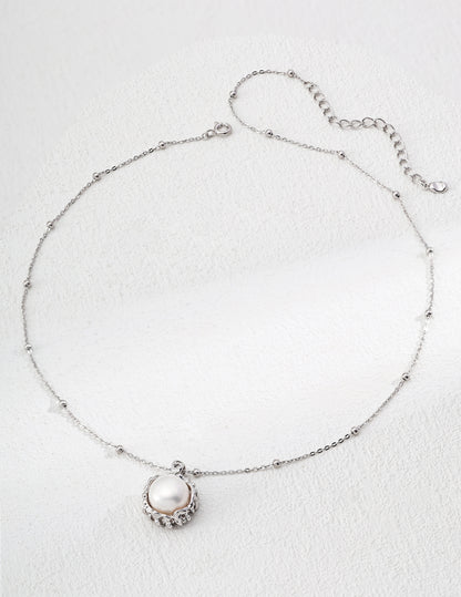 18K gold silver necklace, Natural Pearl Pendant, S925 pearl pendant necklace, 18K gold pearl necklace, minimalist pearl jewelry, pearl pendant necklace, S925 silver pearl jewelry, minimalist pearl necklace, elegant everyday necklace