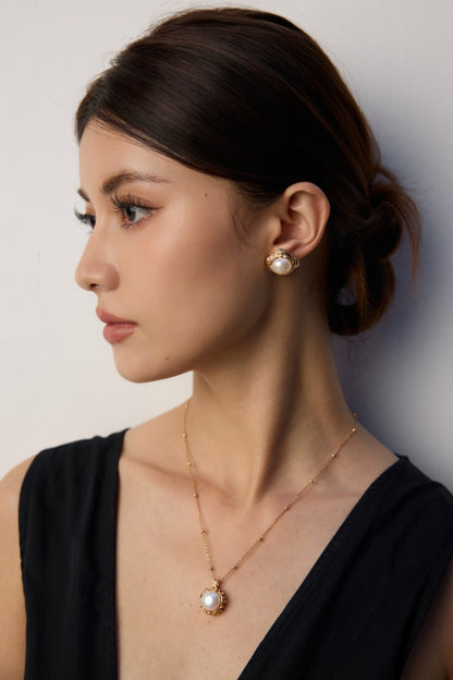 18K gold silver necklace, Natural Pearl Pendant, S925 pearl pendant necklace, 18K gold pearl necklace, minimalist pearl jewelry, pearl pendant necklace, S925 silver pearl jewelry, minimalist pearl necklace, elegant everyday necklace
